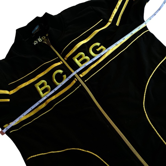 Large BCBG Maxazria Full Zip Black Gold Track Jacket Y2K - Picture 5 of 13